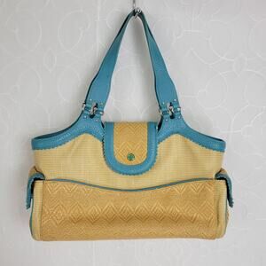 Cole Haan Womens Shoulder‎ Bag One Size Brown Blue Basket Woven